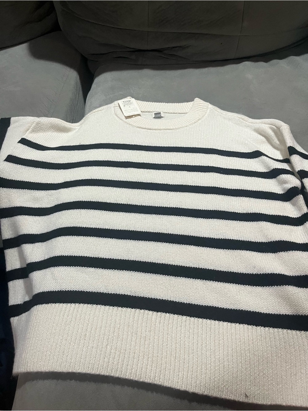 Women's "A New Day"  Striped Crewneck Sweater - White & Navy